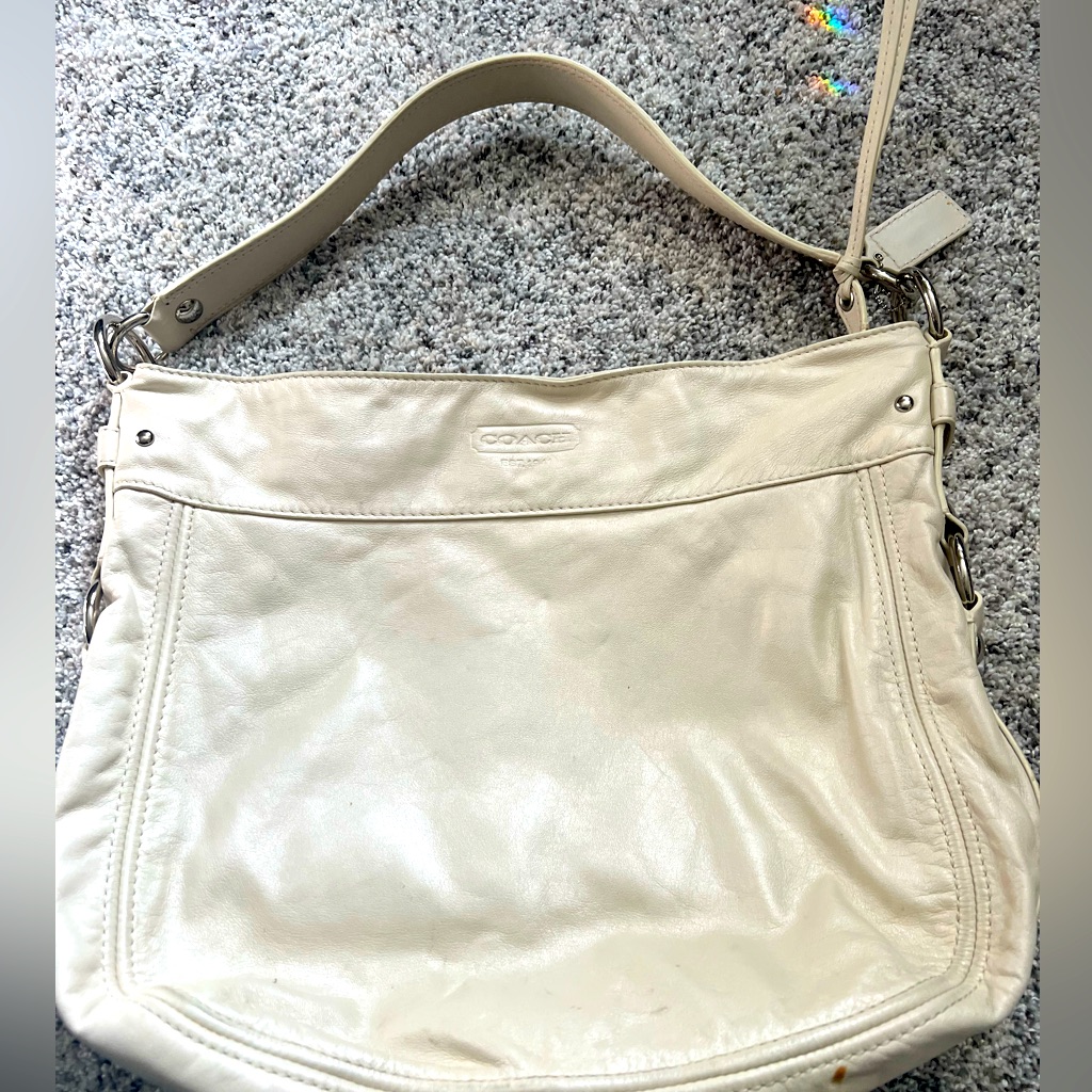 Coach Off White Slouchy Purse Appx 14 Inch By 14 Inch